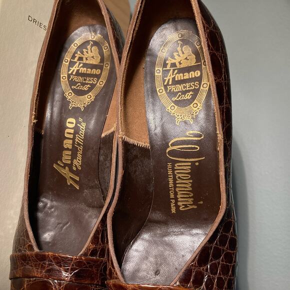 Vintage Amano Weinman's 1950/60s Handmade Crocodile Pumps Exquisite ~ Sz 8N - Picture 3 of 7
